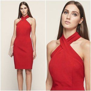 Reiss Zaira Wrap Neck Bodycon Dress